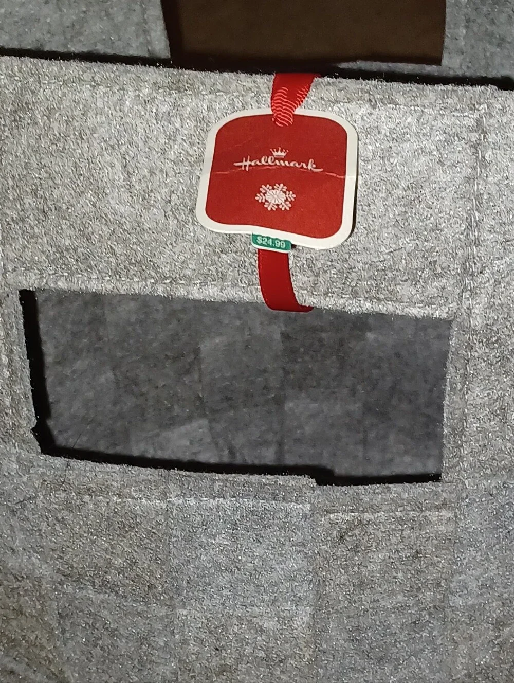 Hallmark Gray Felt Basket with Cutout Handles